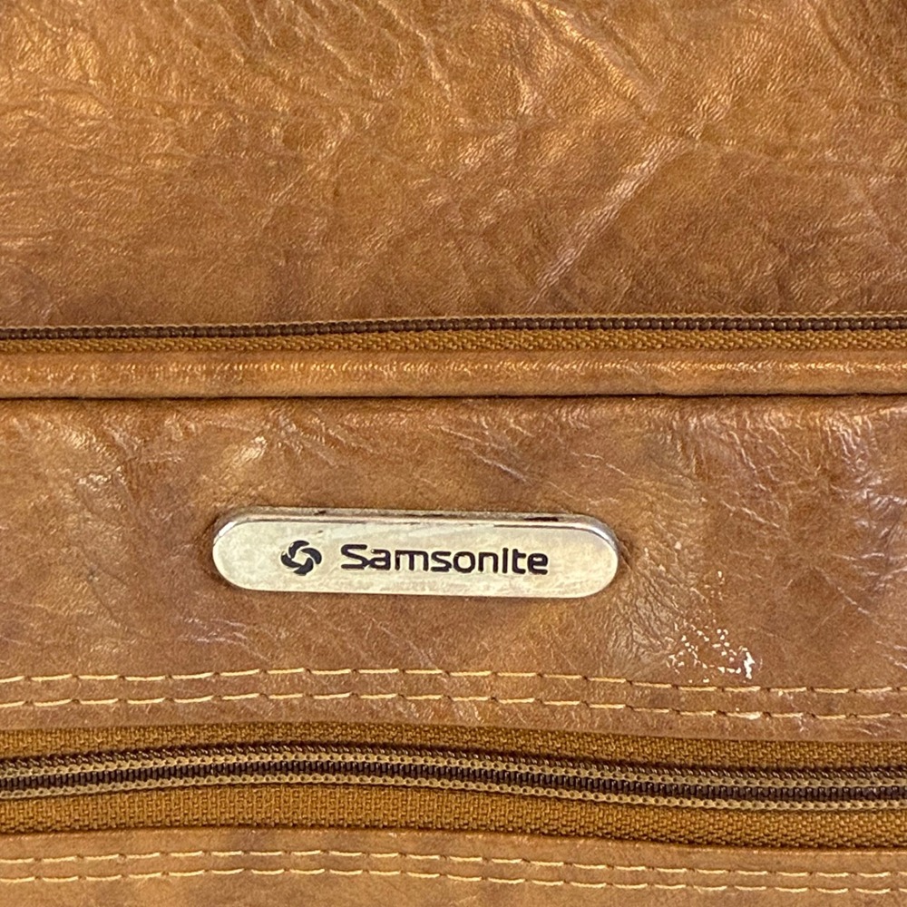 Samsonite Silhouette II Vintage Brown Faux Leather Messenger Bag Carry On Mens - Picture 2 of 16